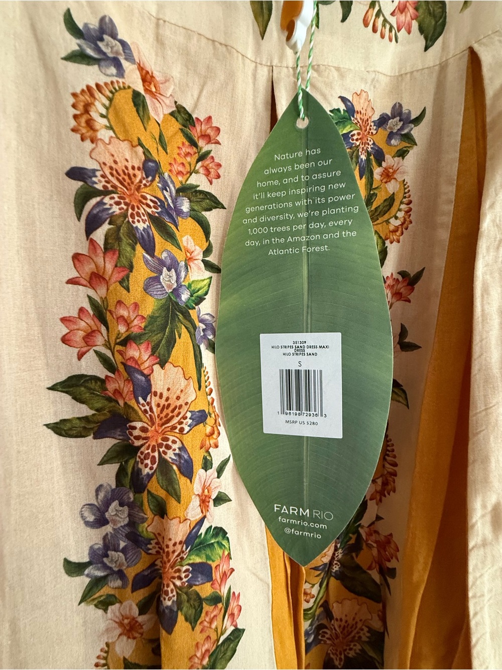 Farm Rio Hilo Stripes Sand Maxi Dress Size S - Picture 4 of 5